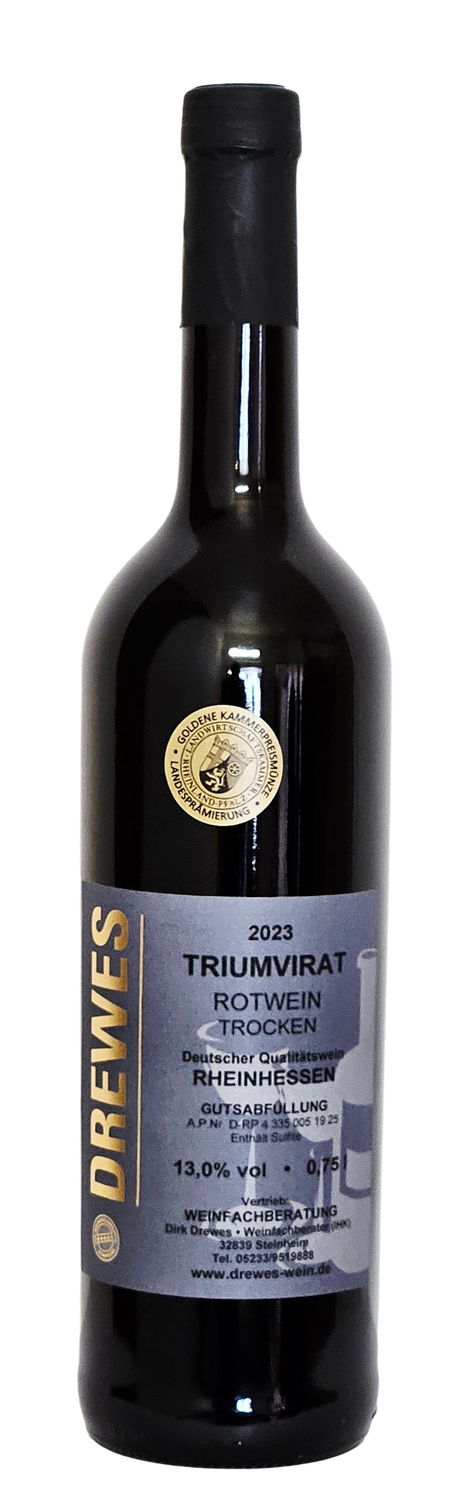 2023er TRIUMVIRAT Rotwein Deutscher Qualitätswein Rheinhessen trocken 0,75 l