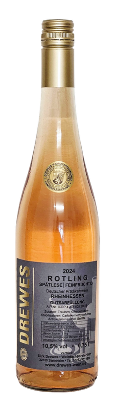 2024er ROTLING SPÄTLESE Deutscher Prädikatswein Rheinhessen feinfruchtig (lieblich) 0,75 l 2024er ROTLING SPÄTLESE Deutscher Prädikatswein Rheinhessen feinfruchtig (lieblich) 0,75 l