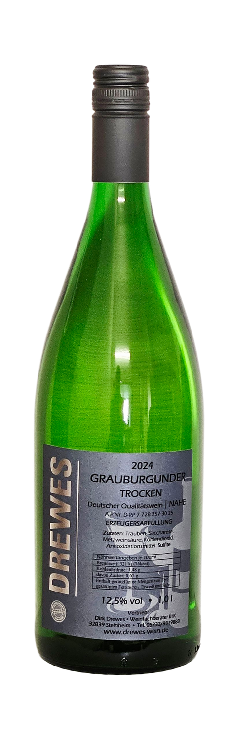 2025er GRAUBURGUNDER Deutscher Qualitätswein Nahe trocken 1,0 l