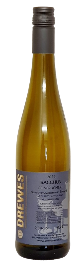 2024er BACCHUS Qualitätswein Nahe feinfruchtig (lieblich) 0,75 l 2024er BACCHUS Qualitätswein Nahe feinfruchtig (lieblich) 0,75 l