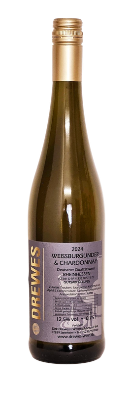 2025er WEISSBURGUNDER & CHARDONNAY Deutscher Qualitätswein Rheinhessen trocken 0,75 l 2025er WEISSBURGUNDER & CHARDONNAY Deutscher Qualitätswein Rheinhessen trocken 0,75 l