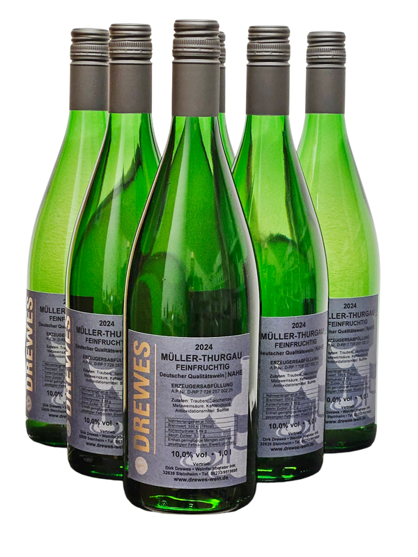 2024er MÜLLER-THURGAU Deutscher Qualitätswein Nahe feinfruchtig (lieblich) 1,0 l #ANGEBOT FÜR 12 FLASCHEN#