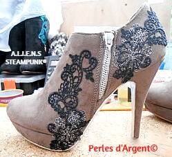 Bottes haut talon pour femmes  Bottines Perles  d' Argent©
