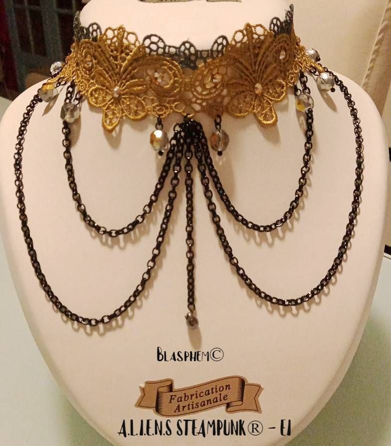 CB - Collier femme en broderie  baroque -  Blasphem©