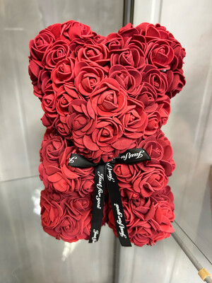 Rose Bear Hand Made (Red Wine Colour) Approx 25cm
