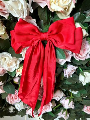 Red Material Bow Hair Clip