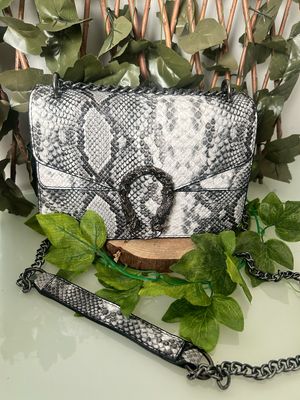Snake Skin Over-body Bag With Large Buckle