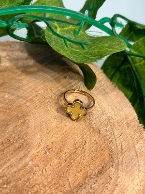 Lucky Clover Ring Adjustable (Gold Flower)