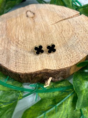 Lucky Clover Earrings (Black Flower)