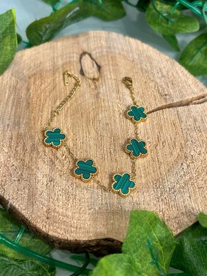 Lucky Clover Bracelet (Green 2Tone Multiple Flowers)