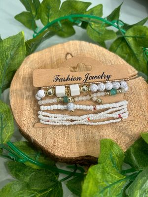 8pce Bracelet Set Holiday Vibe Boho Set (White Set)