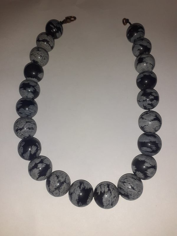 Collier Obsidienne flocons de neige
