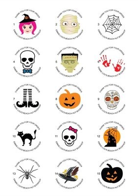 51mm Round Halloween Stickers - 15 Per Sheet