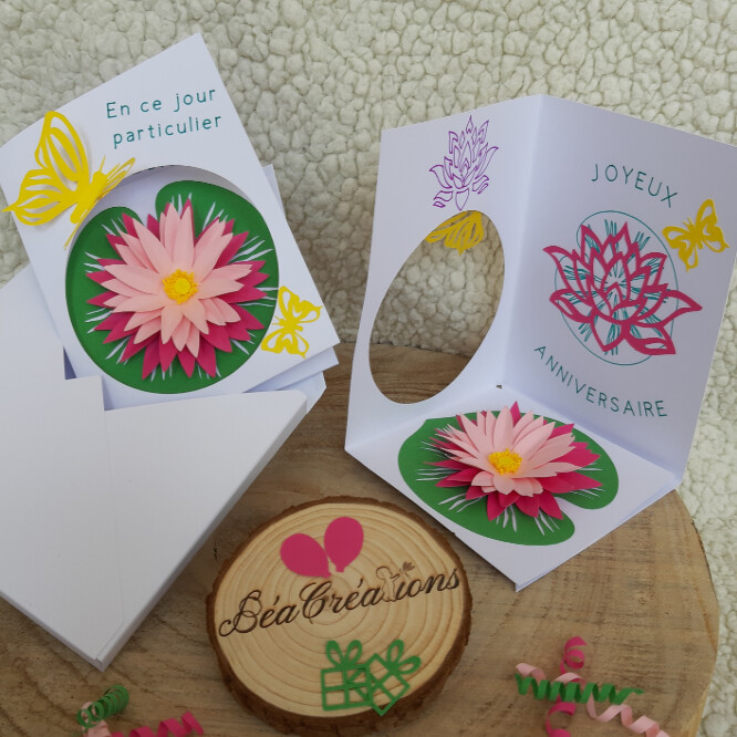 Carte anniversaire fleur de lotus