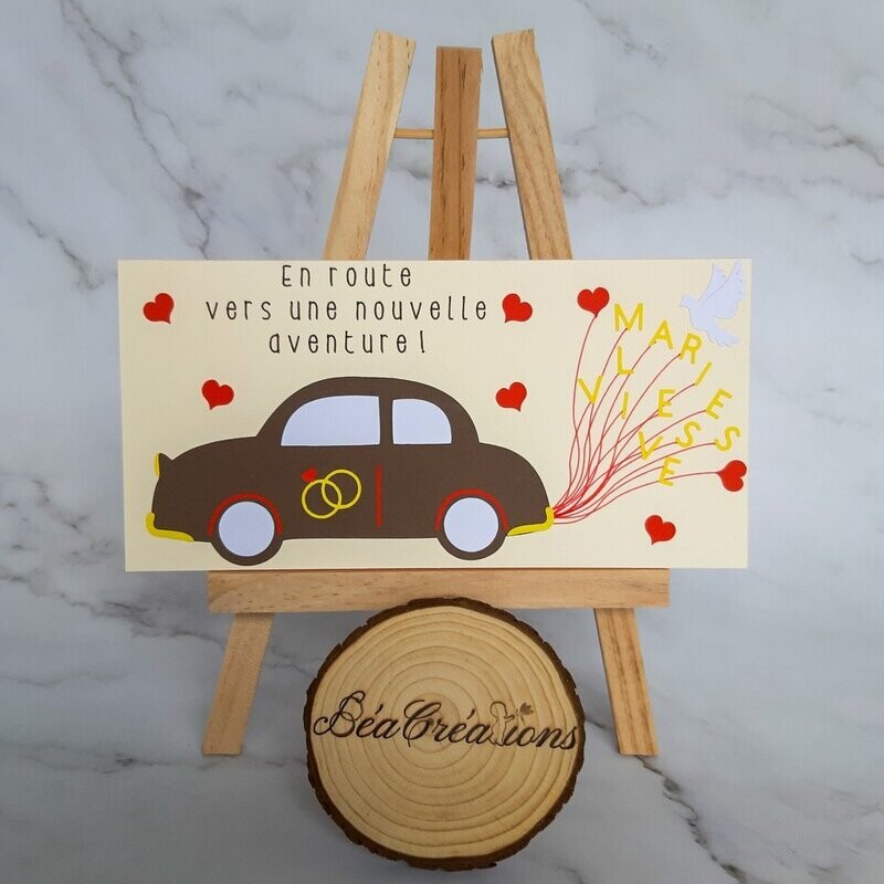 Carte de félicitations mariage Voiture de mariés