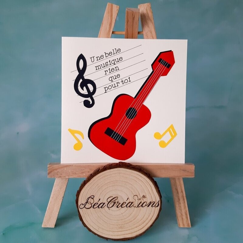 Carte en relief guitare et partition de musique