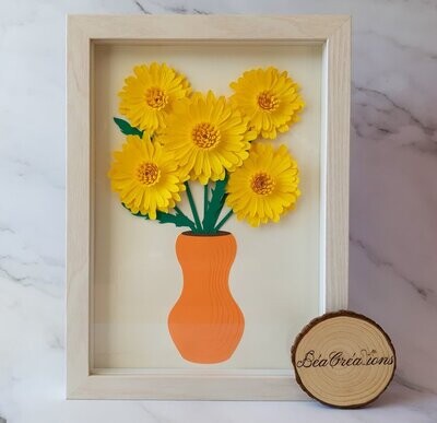Décoration murale Bouquet de gerbera jaune en 3D