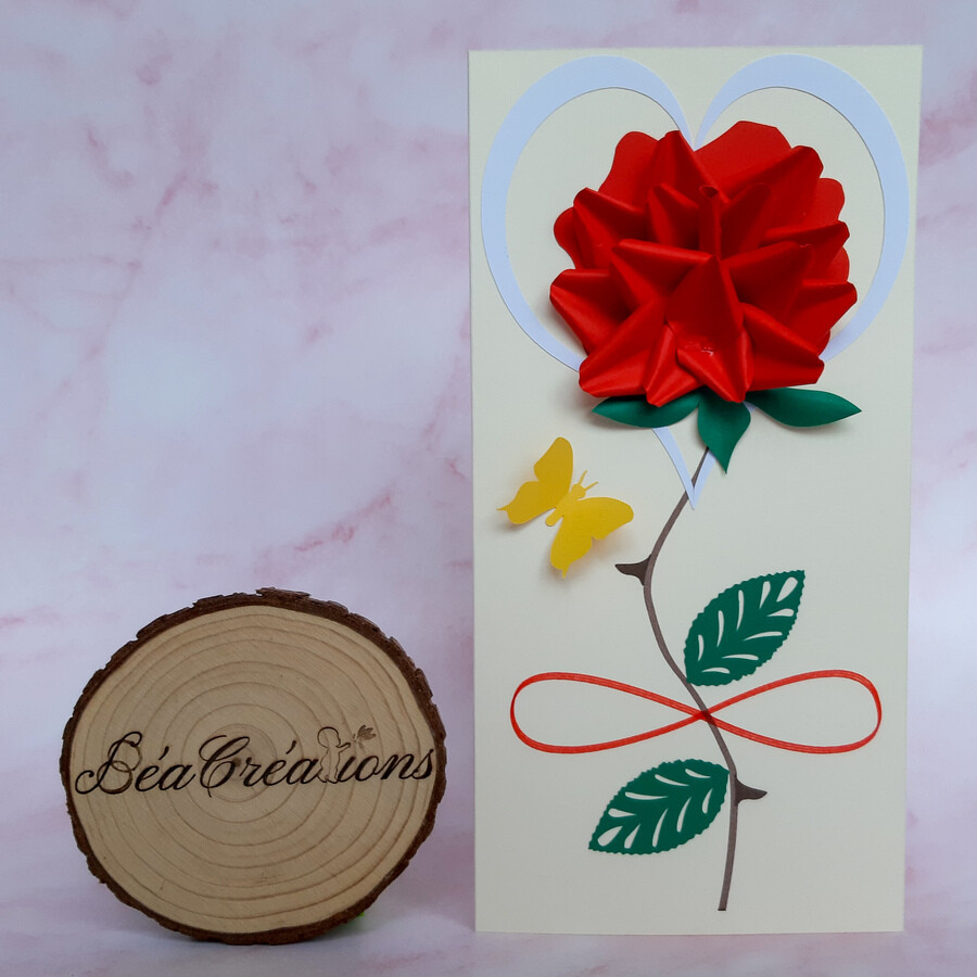 Carte rose 3D – Fête des amoureux – Saint Valentin