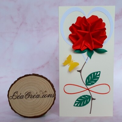 Carte rose 3D – Fête des amoureux – Saint Valentin