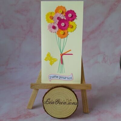 Carte Bouquet de fleurs Gerbera - Anniversaire - Fête - Toutes occasions