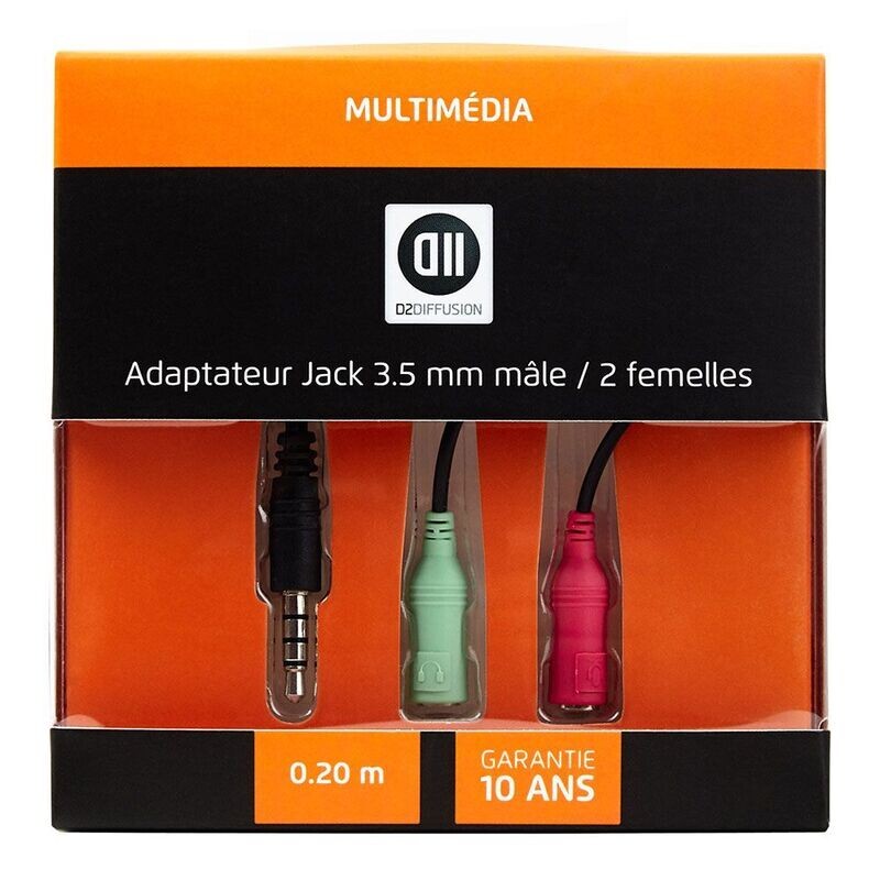ADAPTATEUR JACK 3.5 mm MÂLE / 2 FEMELLES 0.20 cm