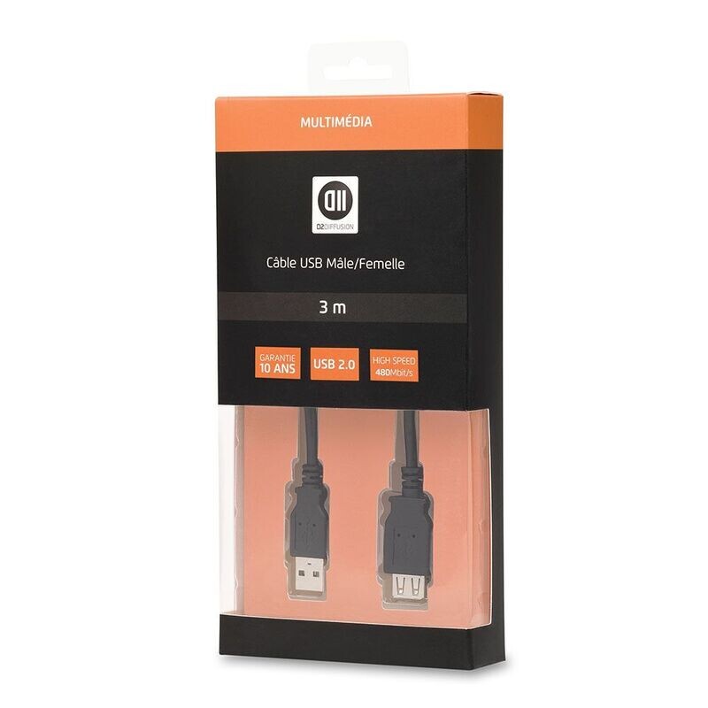 CÂBLE USB 2.0 A MÂLE/ FEMELLE 3M