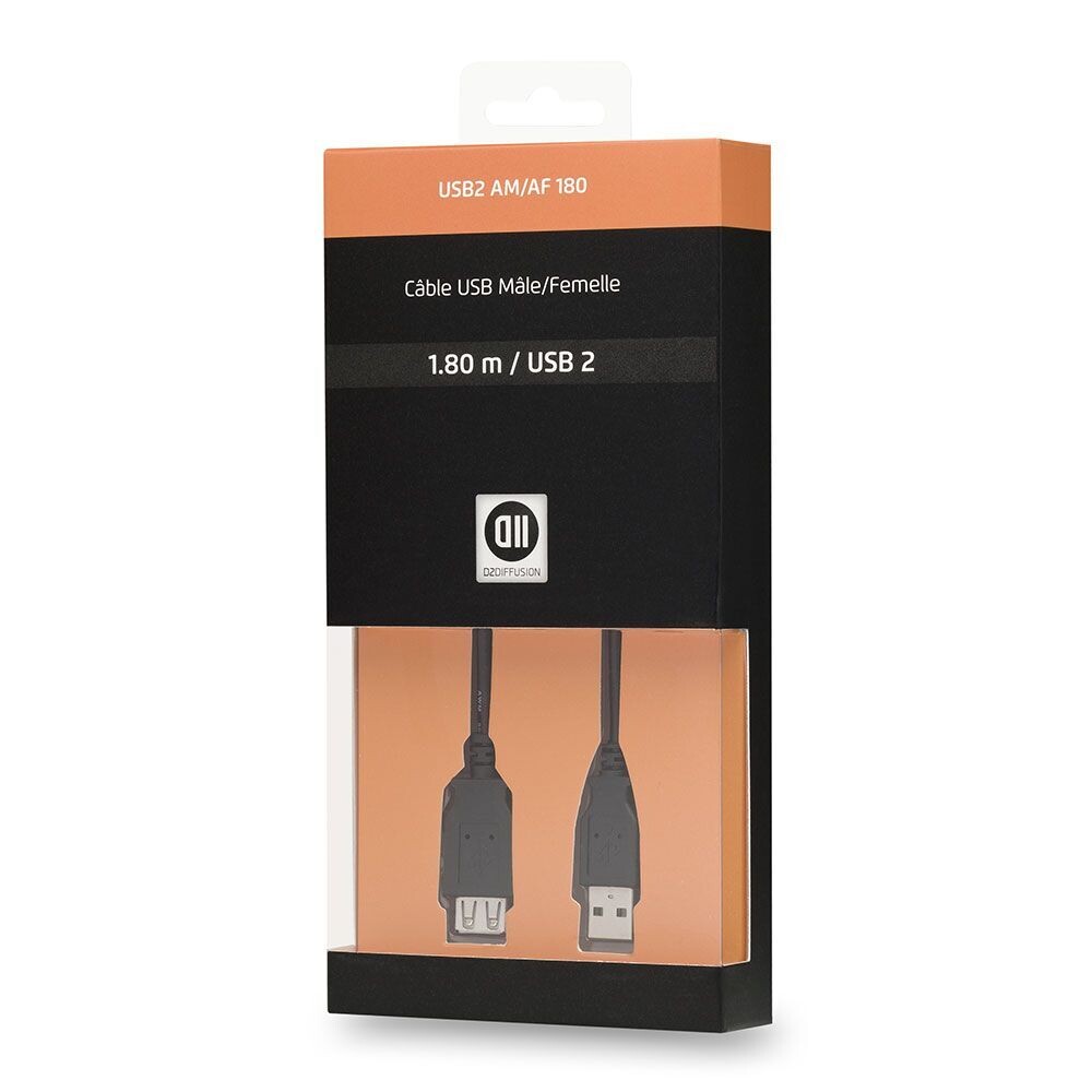 CABLE USB 2.0 A MALE/FEMELLE 1.80 M