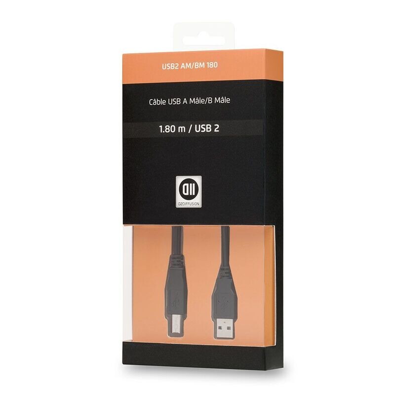 CÂBLE USB 2.0 A MÂLE / B MÂLE 1.80 M