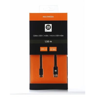 CÂBLE USB-C MÂLE/MICRO USB MÂLE 1.50M