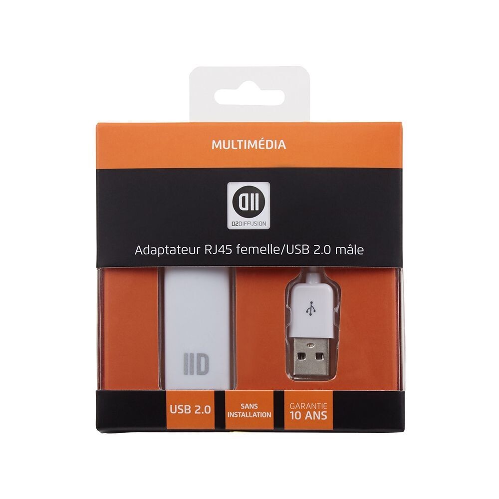 Adaptateur USB2.0 mâle/RJ45 femelle