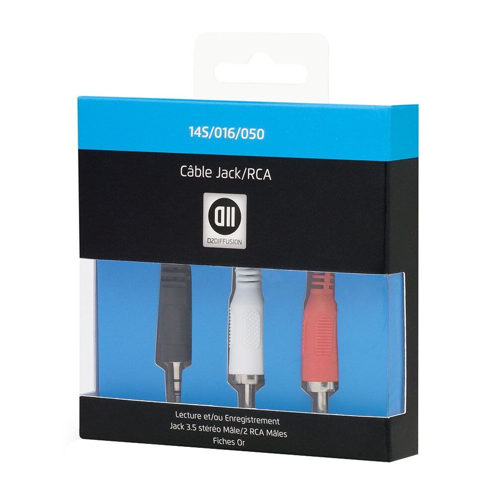 Câble Jack3 -5mm mâle/2RCA mâle