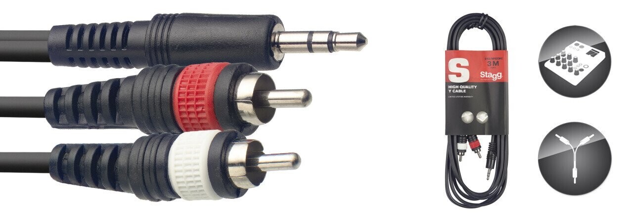 STAGG Câble Y, mini jack/RCA (m/m), 3 m
