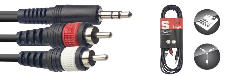 STAGG Câble Y, mini jack/RCA (m/m), 3 m