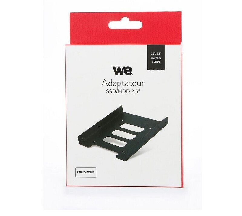 Adaptateur WE pour 1 disque dur ssd / hdd 2.5' en baie 3.5' + 1 câble S-ata + 1 câble alimen en metal - noir