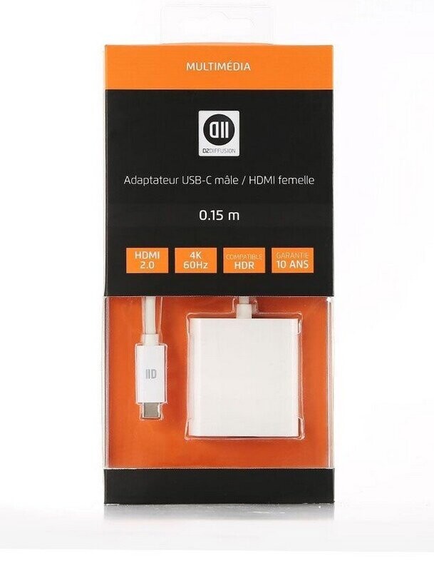 Adaptateur USB-C male/HDMI femelle HDMI 2.0 4K/60Hz 18Gbit/s 0.15m - blanc compatible HDR
