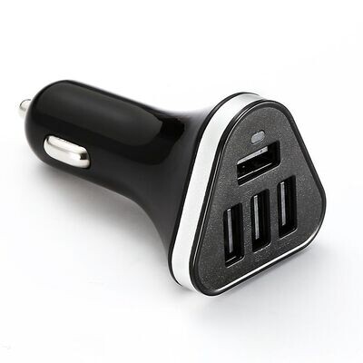 Chargeur allume-cigare 4 USB 4.8A noir indicateur lumineux ampérage automatique