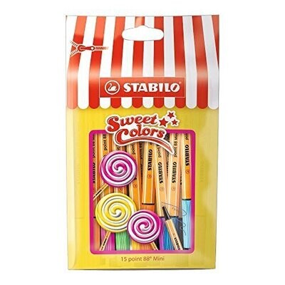 STABILO point 88 Mini - Sachet Sweet Colors de 15 stylos-feutres pointe fine (Édition Limitée)