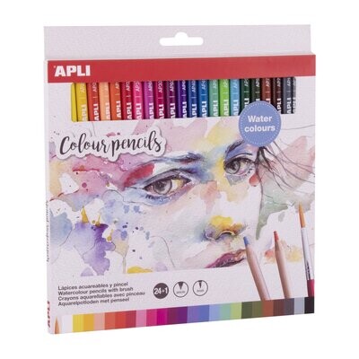 Crayons aquarellables avec pinceau - 24 u. APLI