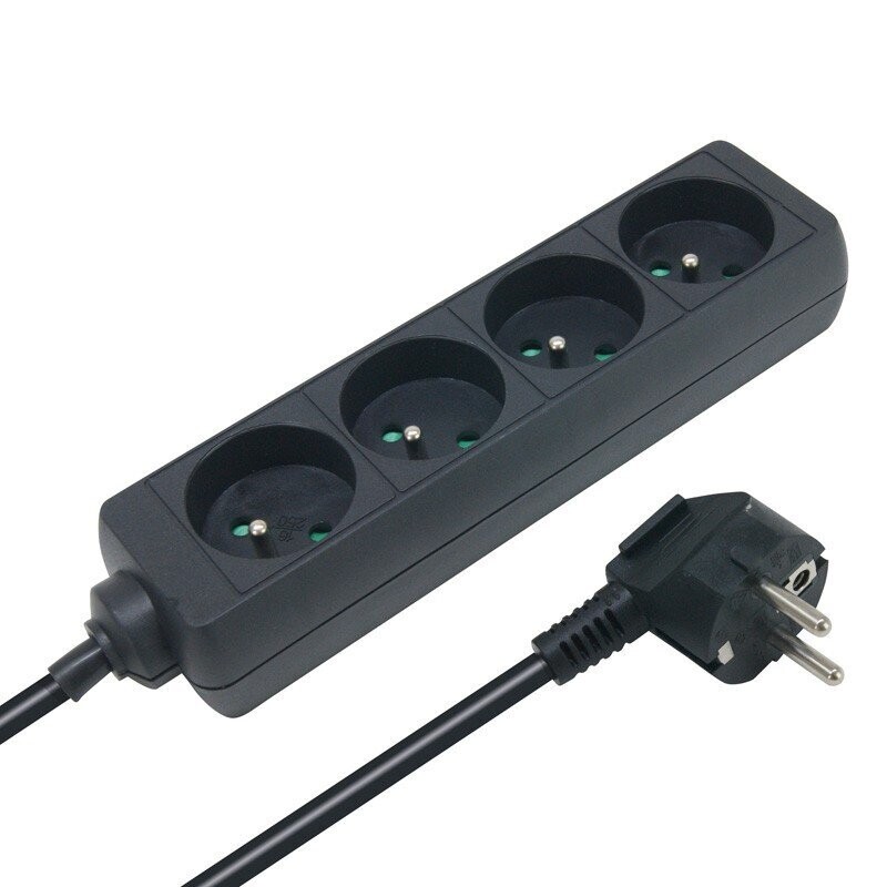 Multiprise électrique sans interrupteur 4 prises 5.00m noire NF