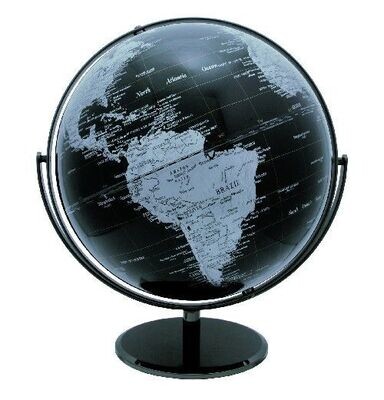 Globe politique non lumineux Ø 30 cm cartographie noir pays silver