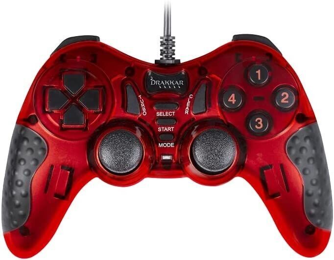 Manette filaire *DRAKKAR Blood Axe Exo pour bureau PC gaming - Fonction vibration - Câble 1,8 m - Rouge