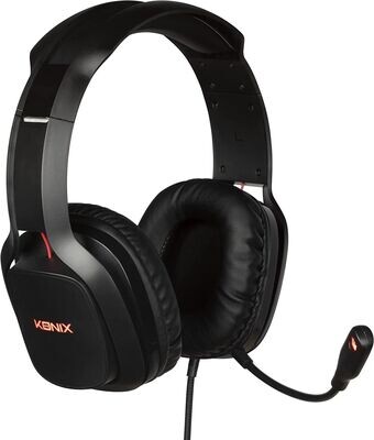 Konix Drakkar Casque filaire Mistlur pour PC gaming - Haut-parleurs 40 mm - Microphone flexible - Câble 2 m - Noir et rouge