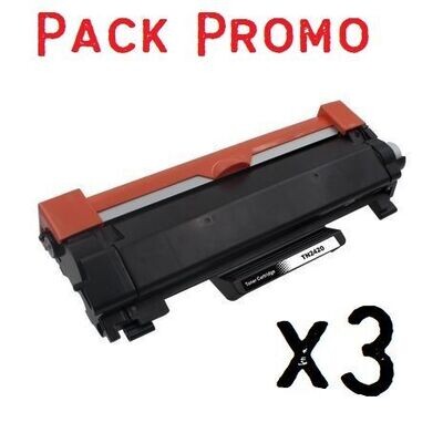 Pack de 3 Toners Laser Noirs marque compatible Brother TN-2420