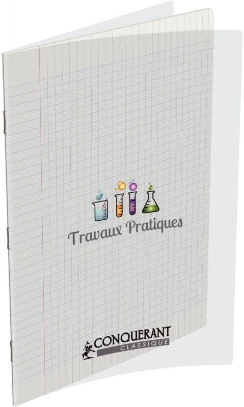 Cahier travaux pratiques conquérant classique couverture pp incolore a4+ 24x32cm 96 pages 90g dessin 120g séyès/uni.