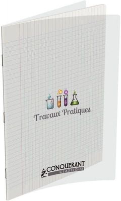 Cahier travaux pratiques conquérant classique couverture pp incolore a4+ 24x32cm 96 pages 90g dessin 120g séyès/uni.