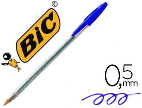 Stylo-bille bic cristal écriture moyenne 0.5mm Bleu