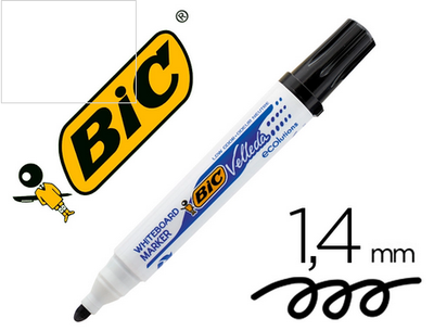 Marqueur bic velleda 1701 effaçable pointe ogive tracé 1-5mm encre base alcool inodore corps plastique noir.