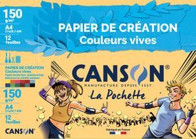 CANSON Papier de création, A4, 150 g/m2, couleurs vives