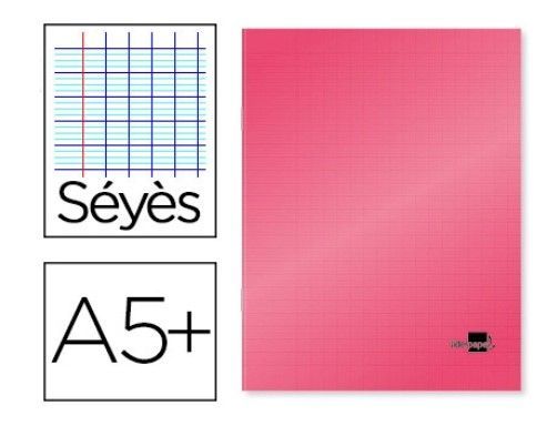 Cahier piqué liderpapel couverture plastique souple a5+ 17x22cm 90g 96 pages séyès coloris rouge