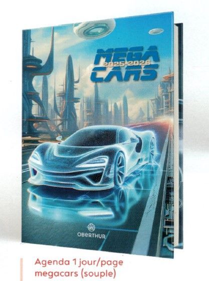 Agenda Megacars - 1 jour par page - 12,5 x 17,5 cm - Oberthur